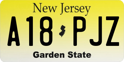 NJ license plate A18PJZ