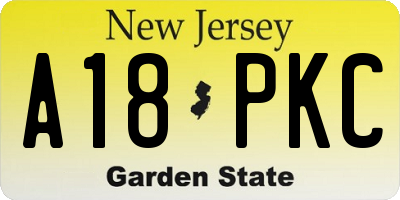 NJ license plate A18PKC