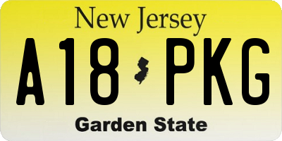 NJ license plate A18PKG