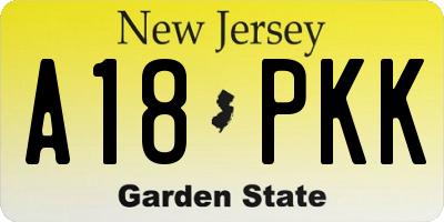 NJ license plate A18PKK