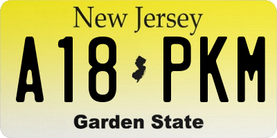 NJ license plate A18PKM