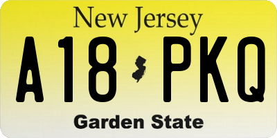 NJ license plate A18PKQ