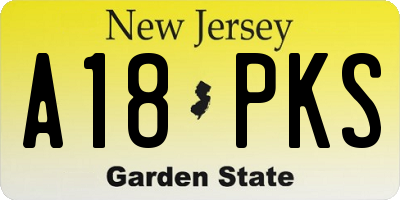 NJ license plate A18PKS