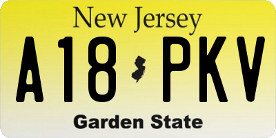 NJ license plate A18PKV