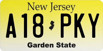 NJ license plate A18PKY