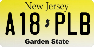 NJ license plate A18PLB