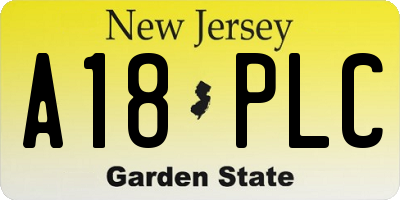 NJ license plate A18PLC