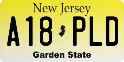 NJ license plate A18PLD