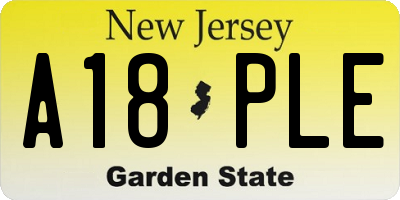 NJ license plate A18PLE