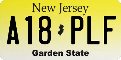NJ license plate A18PLF