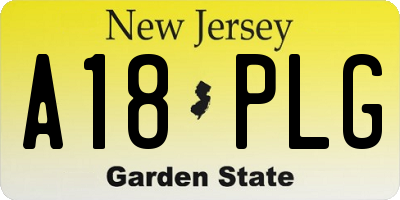 NJ license plate A18PLG