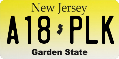 NJ license plate A18PLK
