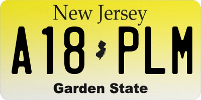 NJ license plate A18PLM
