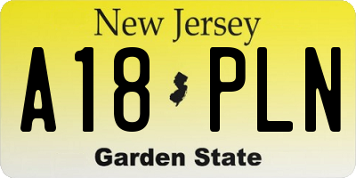 NJ license plate A18PLN