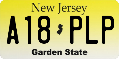 NJ license plate A18PLP