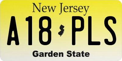 NJ license plate A18PLS