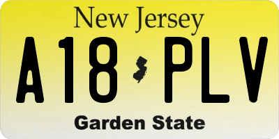 NJ license plate A18PLV