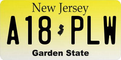 NJ license plate A18PLW