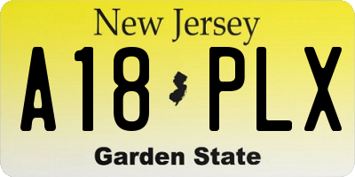 NJ license plate A18PLX