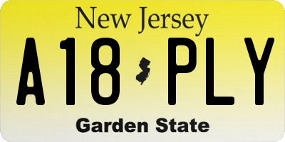 NJ license plate A18PLY