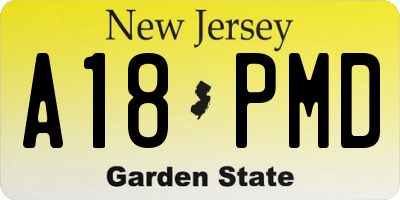 NJ license plate A18PMD
