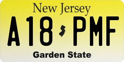NJ license plate A18PMF