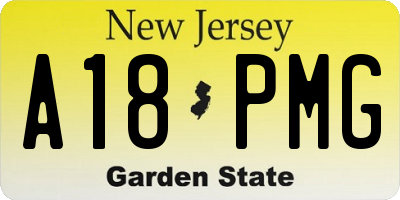 NJ license plate A18PMG