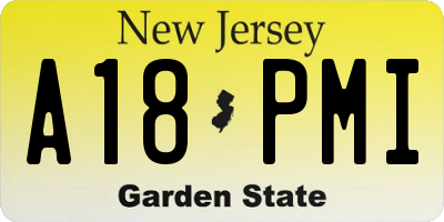 NJ license plate A18PMI