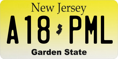NJ license plate A18PML