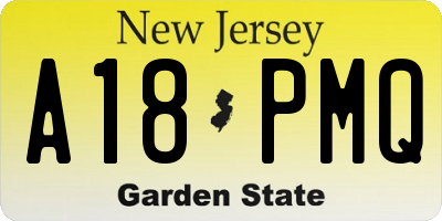 NJ license plate A18PMQ