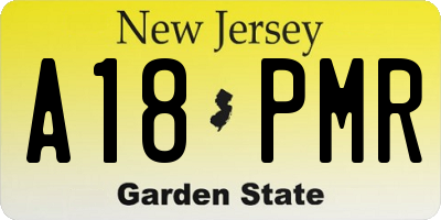 NJ license plate A18PMR