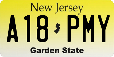 NJ license plate A18PMY