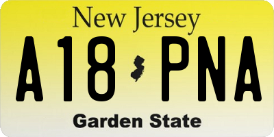 NJ license plate A18PNA
