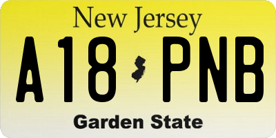 NJ license plate A18PNB