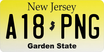 NJ license plate A18PNG