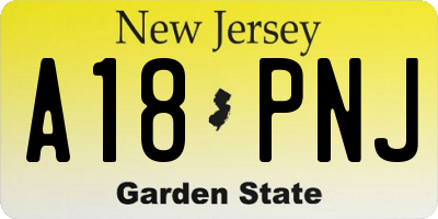 NJ license plate A18PNJ