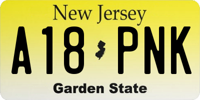 NJ license plate A18PNK
