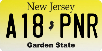 NJ license plate A18PNR