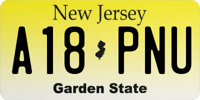 NJ license plate A18PNU