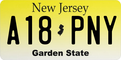 NJ license plate A18PNY