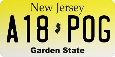 NJ license plate A18POG