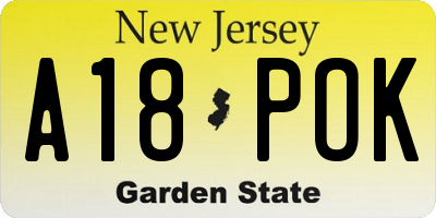NJ license plate A18POK