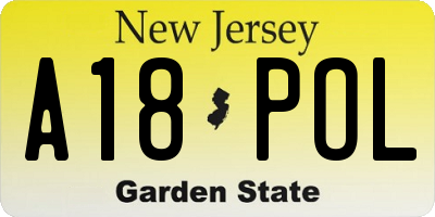 NJ license plate A18POL