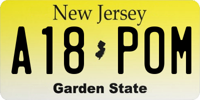 NJ license plate A18POM