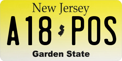 NJ license plate A18POS