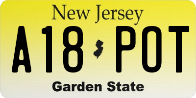 NJ license plate A18POT