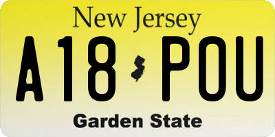 NJ license plate A18POU