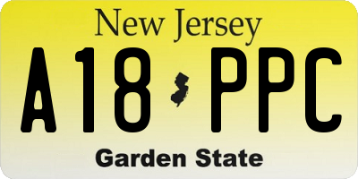 NJ license plate A18PPC