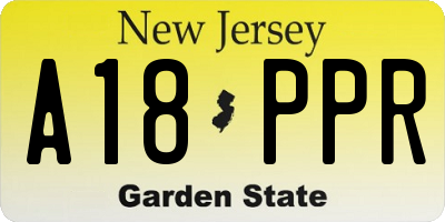 NJ license plate A18PPR