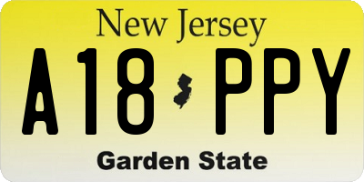 NJ license plate A18PPY